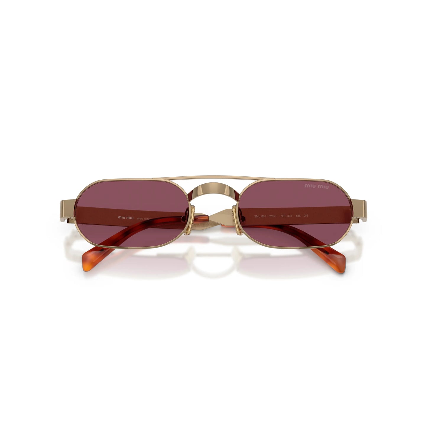Occhiali da sole Miu Miu MU B52S 7OE30Y Ottone Violet ovali -dettagli2