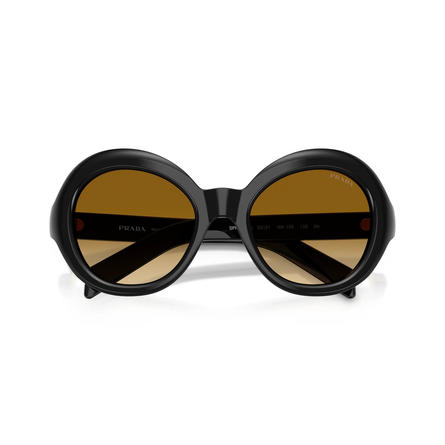 Occhiali da sole Prada PR D08SU 16K10X Black Yellow Brown Gradient rotondi -dettagli2