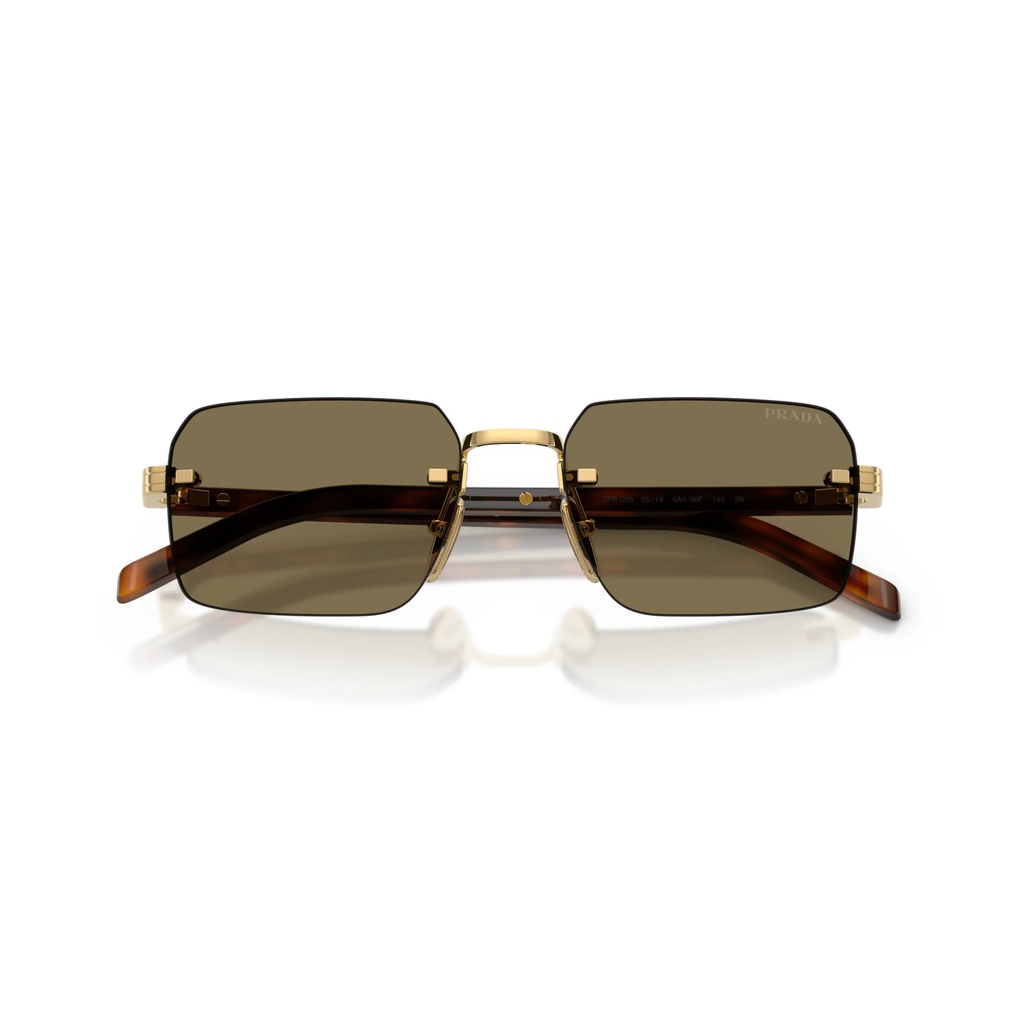 Occhiali da sole Prada PR D55S 5AK90F Gold Brown rettangolari -dettagli2