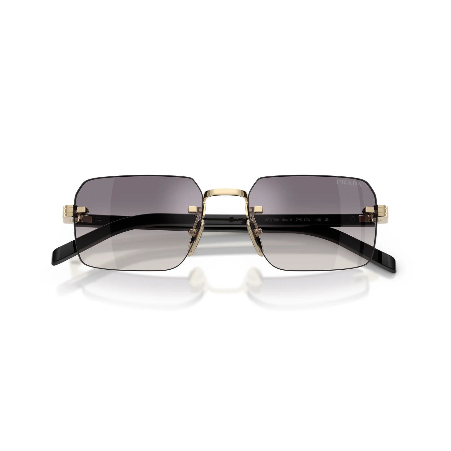 Occhiali da sole Prada PR D55S ZVN60W Oro Pallido Blu Specchiato Argento rettangolari -dettagli2