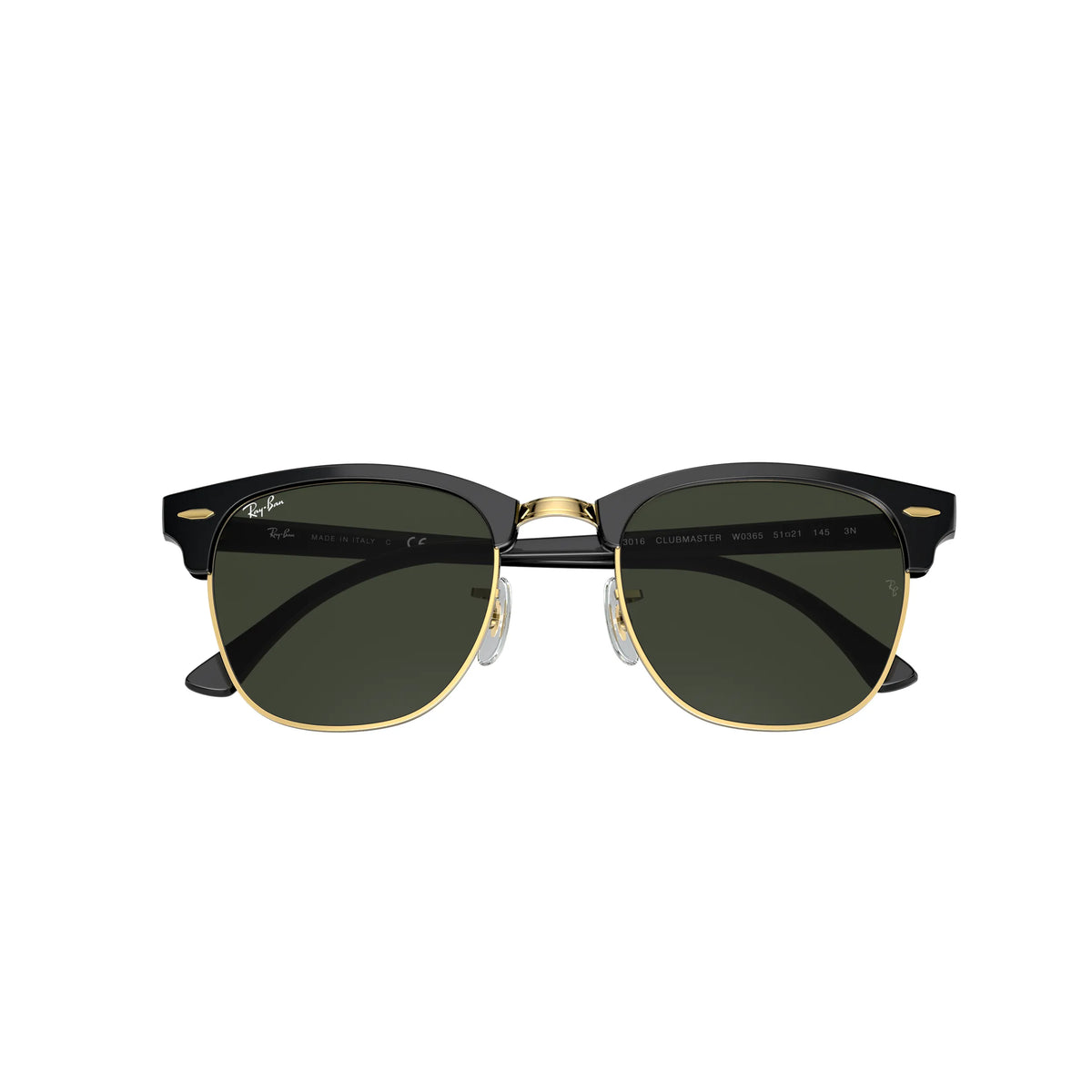 Gafas de sol Ray-Ban Clubmaster RB3016 W0365 Negro sobre dorado Montura cuadrada