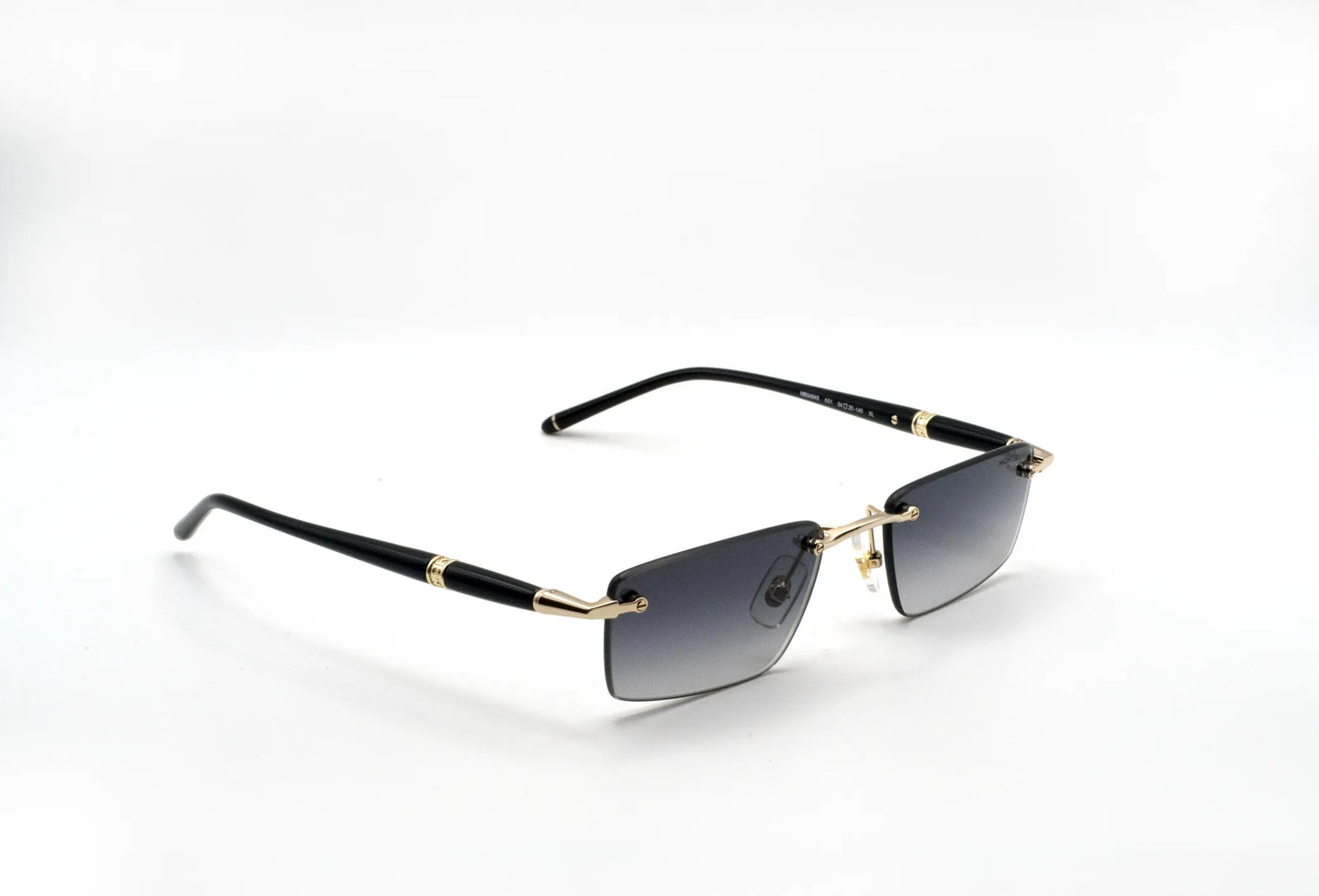 Occhiali da sole Montblanc MB0484S-001 Black Gold Grey rettangolari