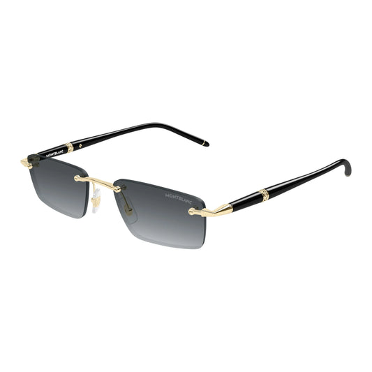 Occhiali da sole Montblanc MB0484S-001 Black Gold Grey rettangolari -laterale