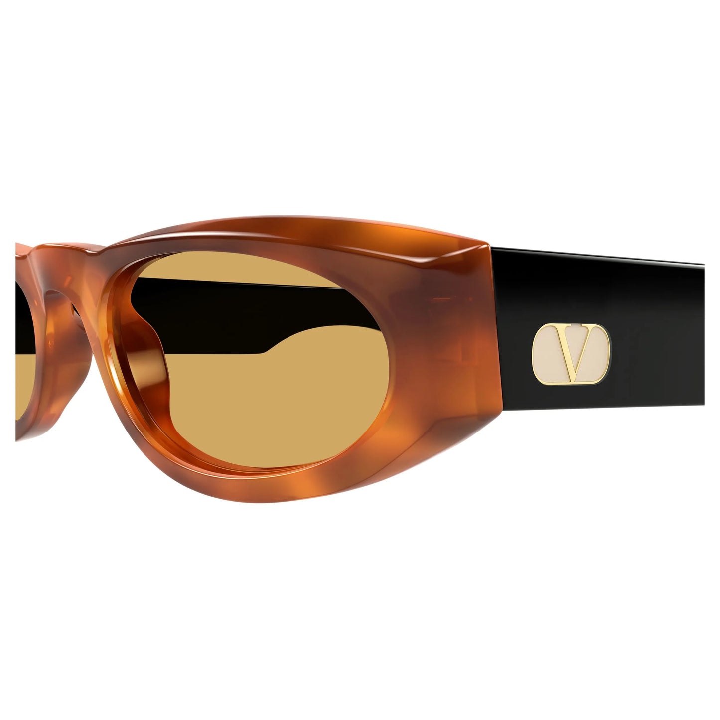 Occhiali da sole Valentino VG0007S 002 Black Havana Brown ovali -dettagli