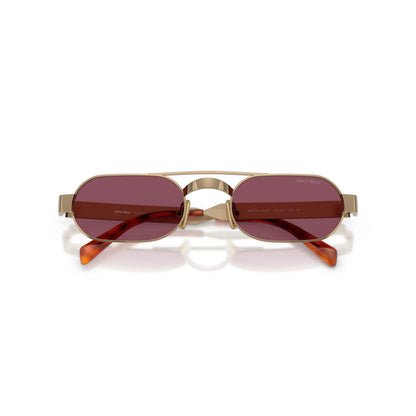 Occhiali da sole Miu Miu MU B52S 7OE30Y Ottone Violet ovali -dettagli2