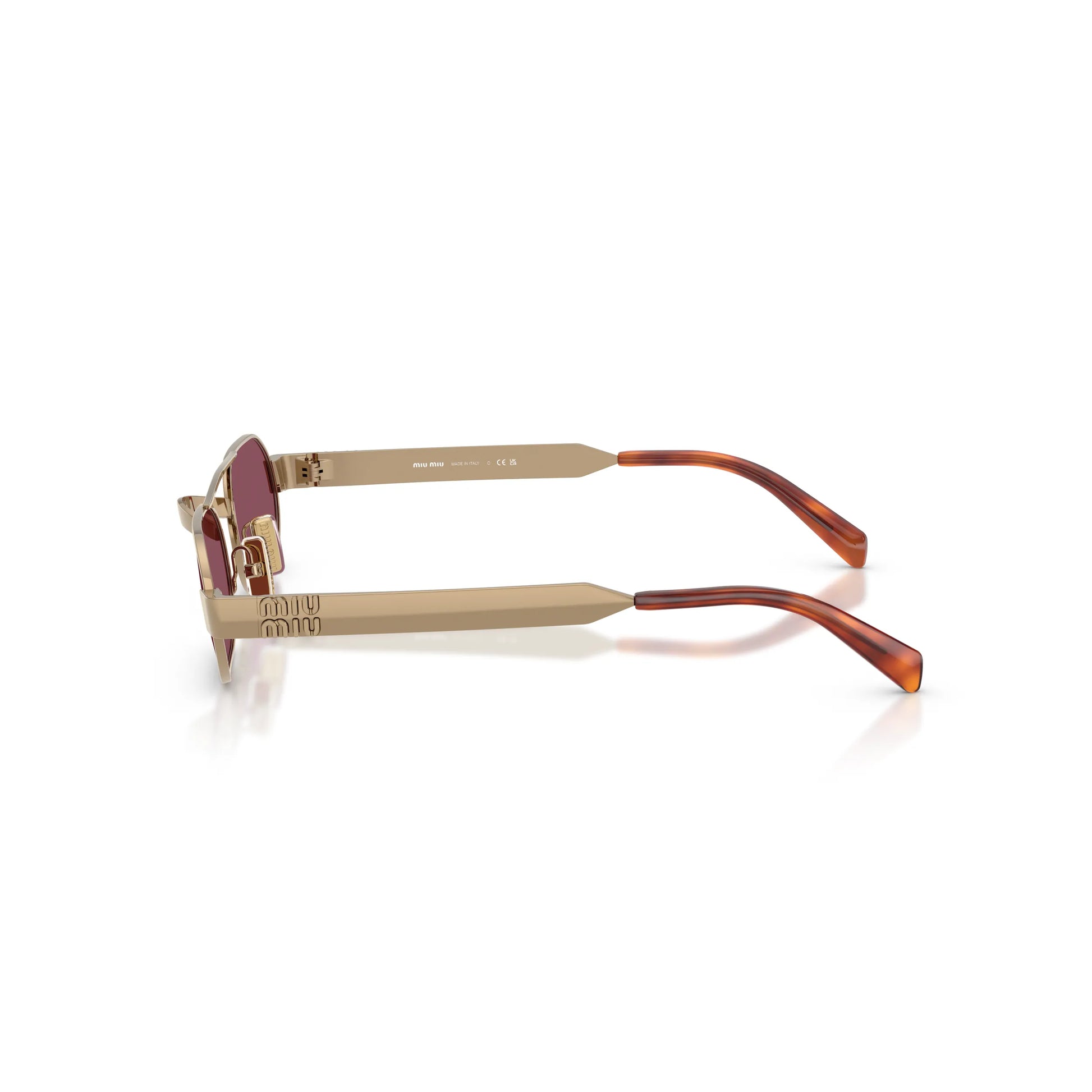 Occhiali da sole Miu Miu MU B52S 7OE30Y Ottone Violet ovali -dettagli