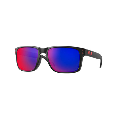 Occhiali da sole Oakley Holbrook OO9102 910236 Matte Black Red Iridium -laterale