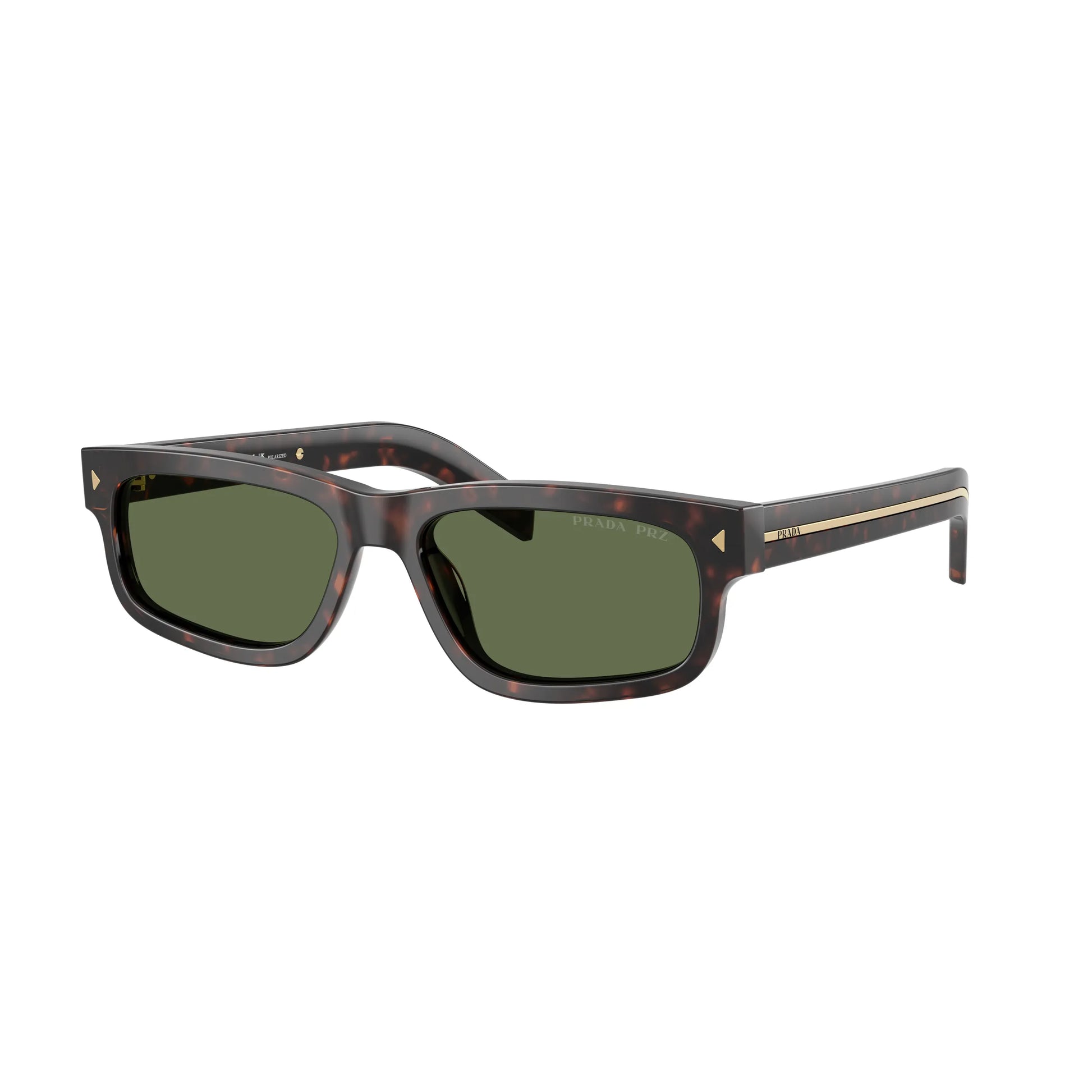 Occhiali da sole Prada PR B11S 17N20G Root Tartarugato Green Polarized rettangolari -laterale