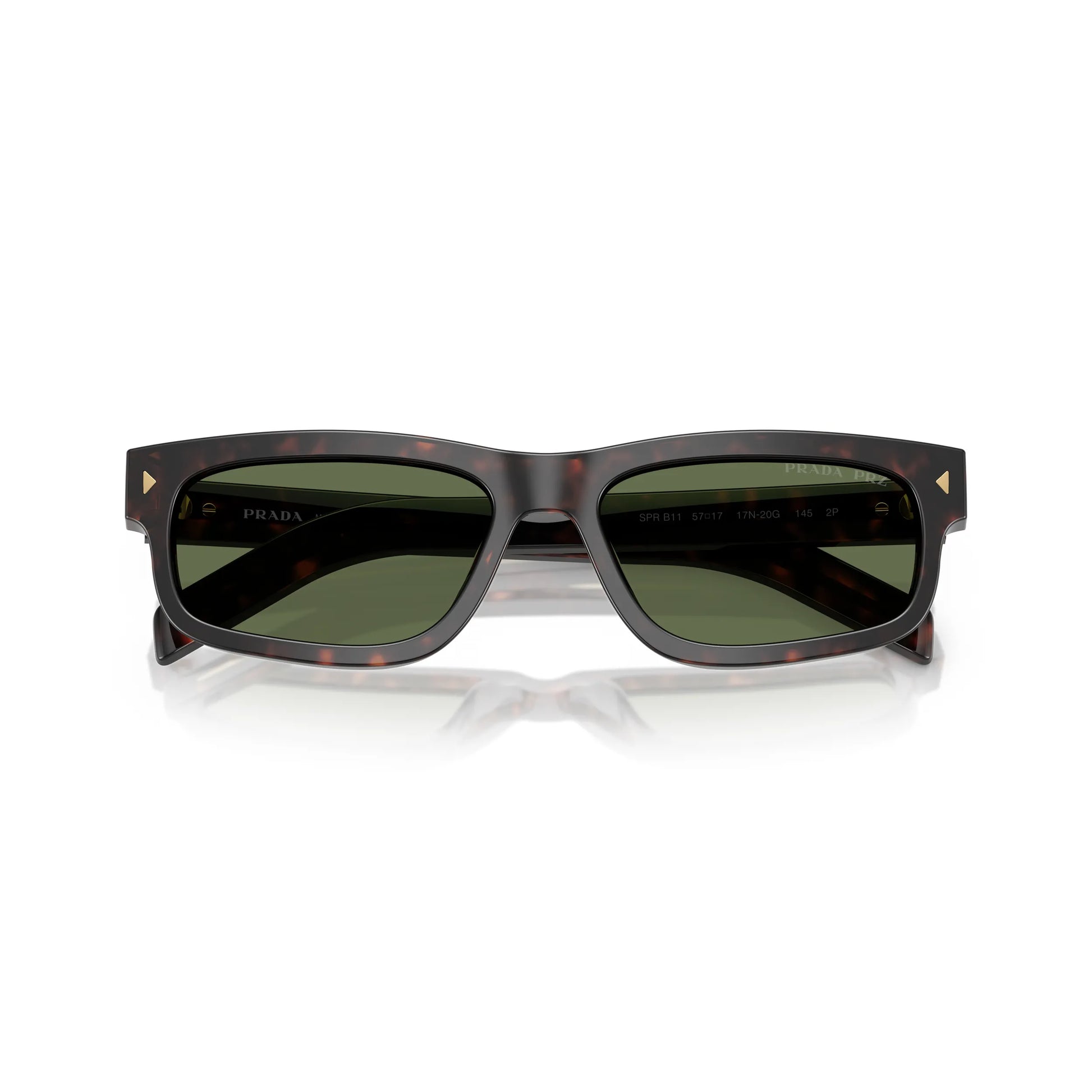 Occhiali da sole Prada PR B11S 17N20G Root Tartarugato Green Polarized rettangolari -dettagli2