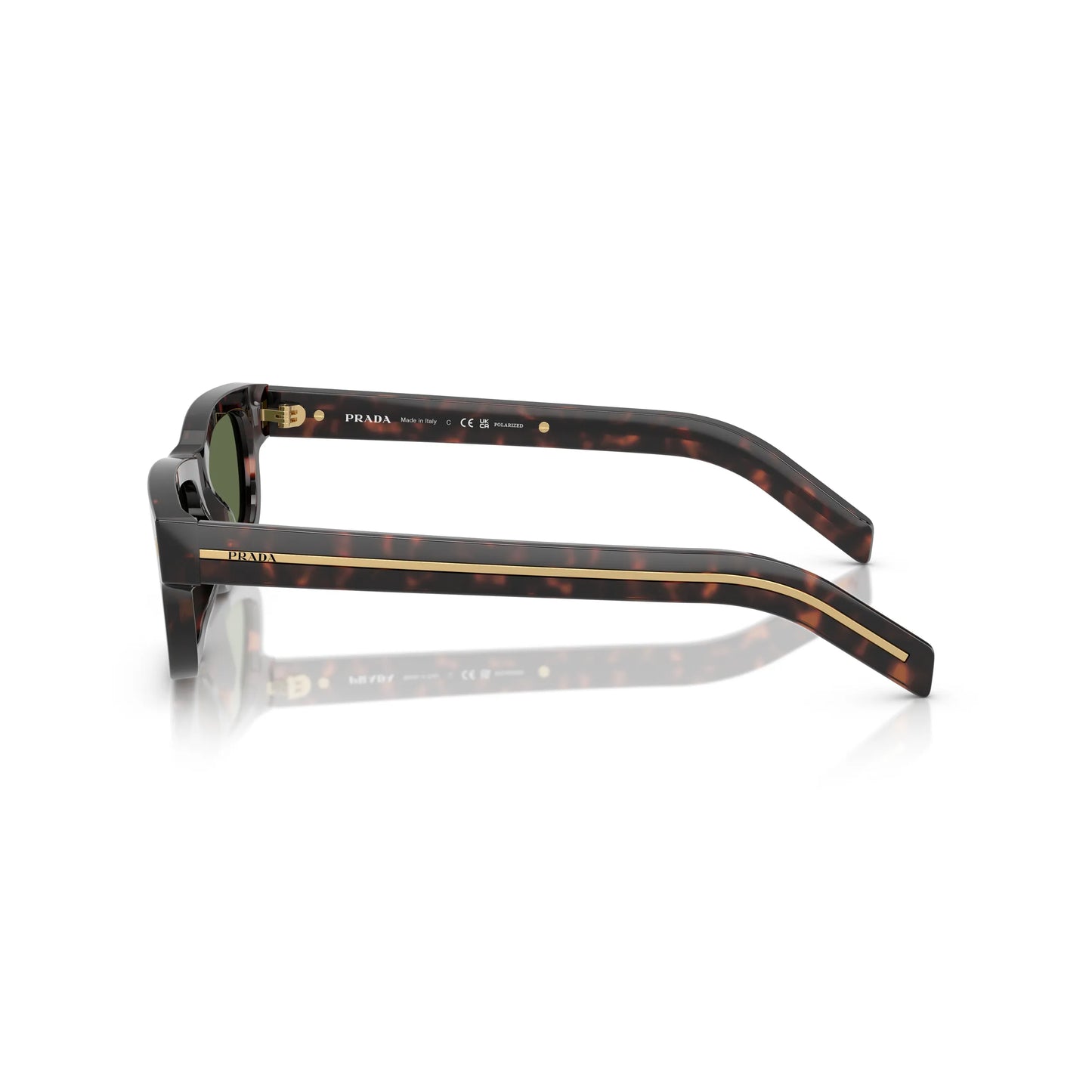Occhiali da sole Prada PR B11S 17N20G Root Tartarugato Green Polarized rettangolari -dettagli