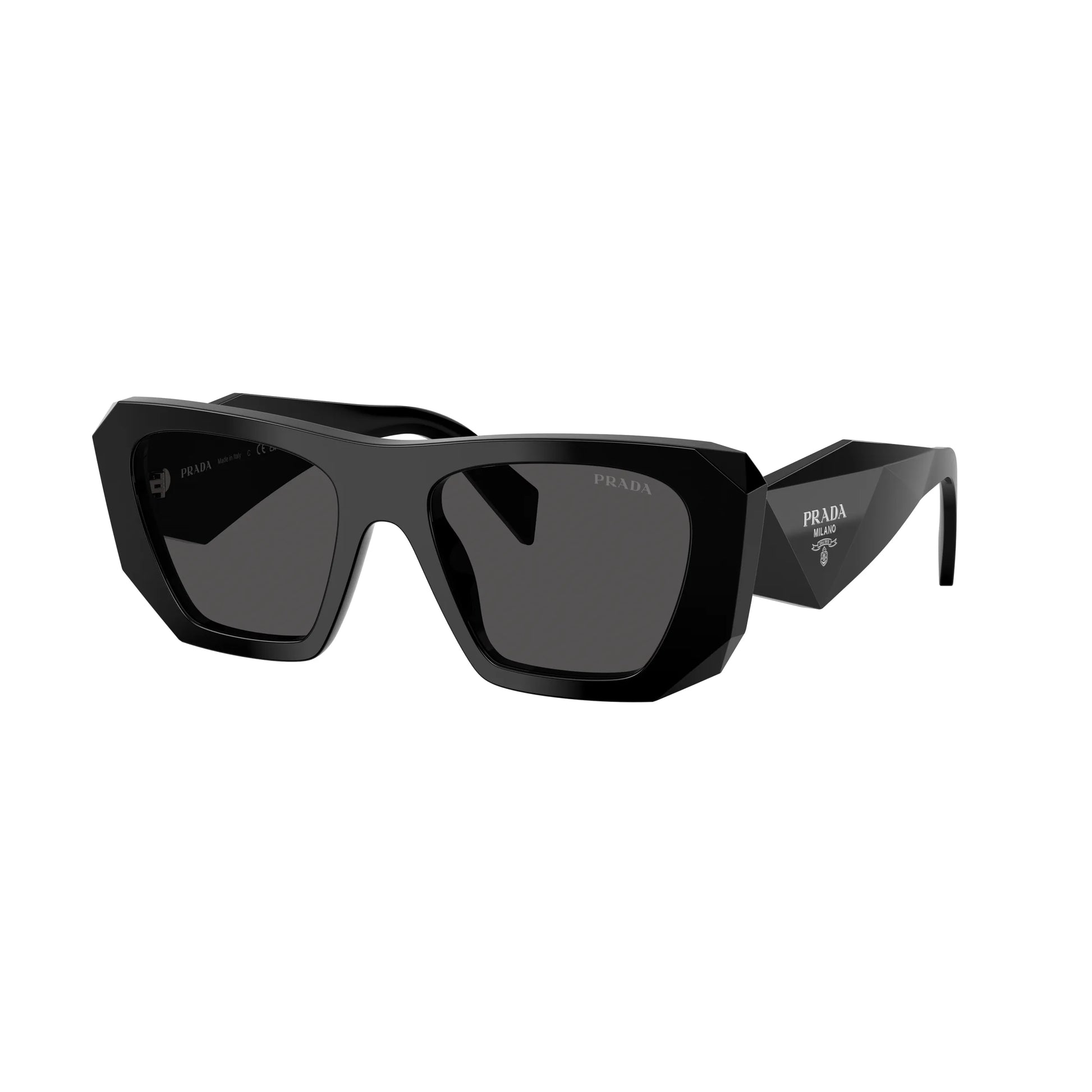 Occhiali da sole Prada PR B18S 16K08Z Black Grey squadrati -laterale