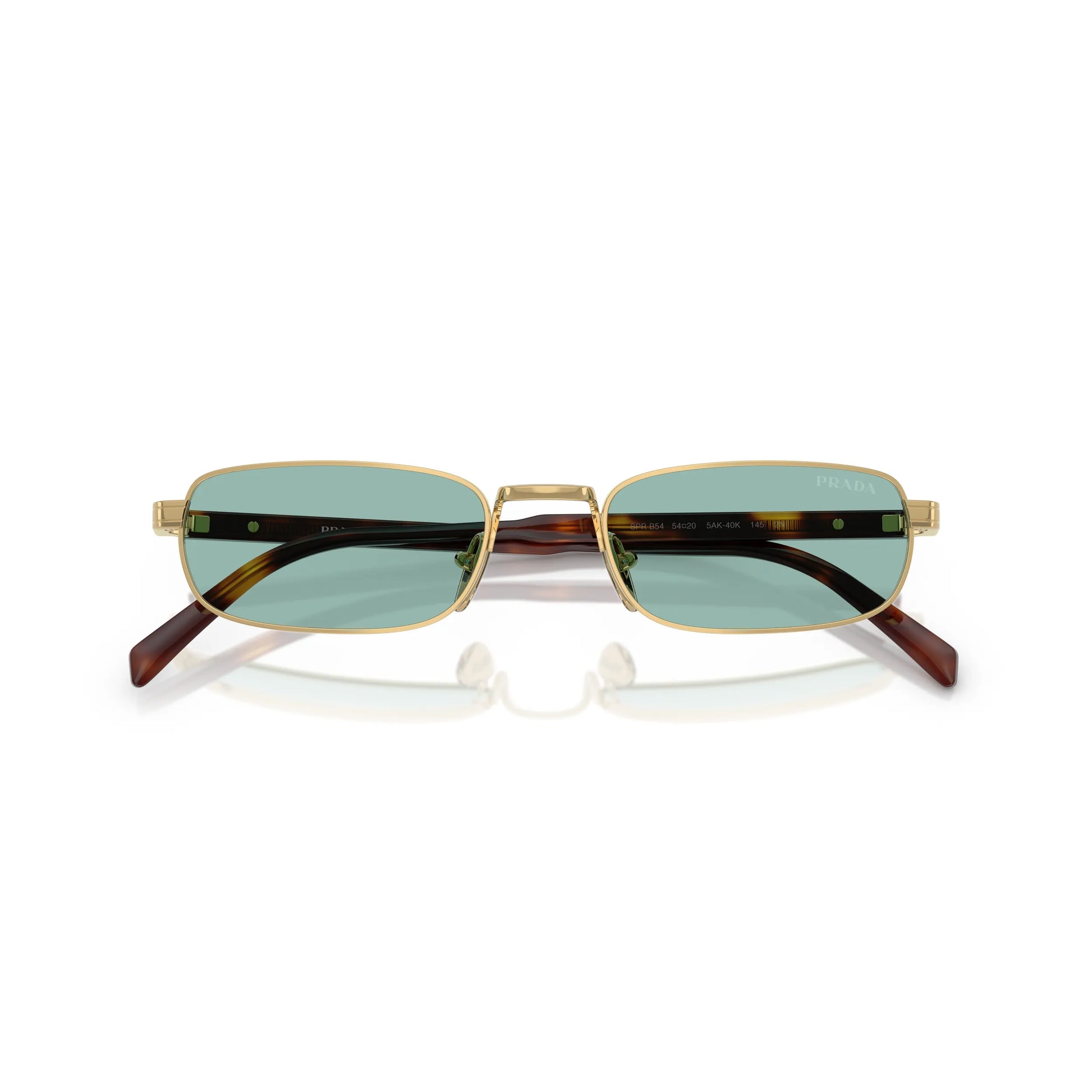 Occhiali da sole Prada PR B54S 5AK40K Gold Petroleum Green rettangolari -dettagli2