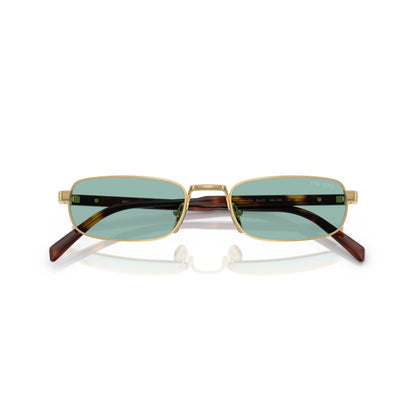 Occhiali da sole Prada PR B54S 5AK40K Gold Petroleum Green rettangolari -dettagli2