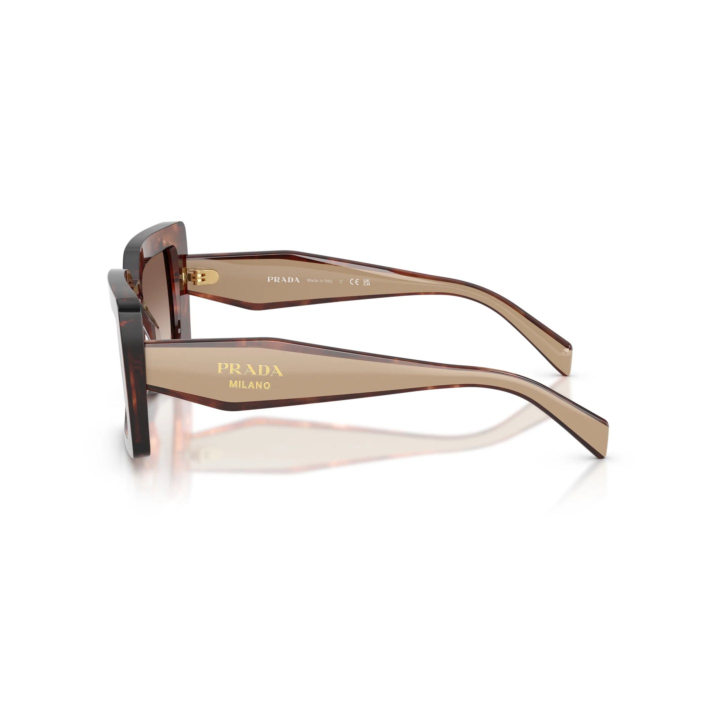 Occhiali da sole Prada PR D01S 00K10S Caramello Tartarugato Brown Gradient rettangolari -dettagli