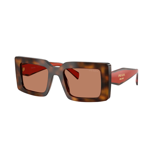 Occhiali da sole Prada PR D01S 01K90Q Juniper Tortoise Cotto Brown rettangolari -laterale