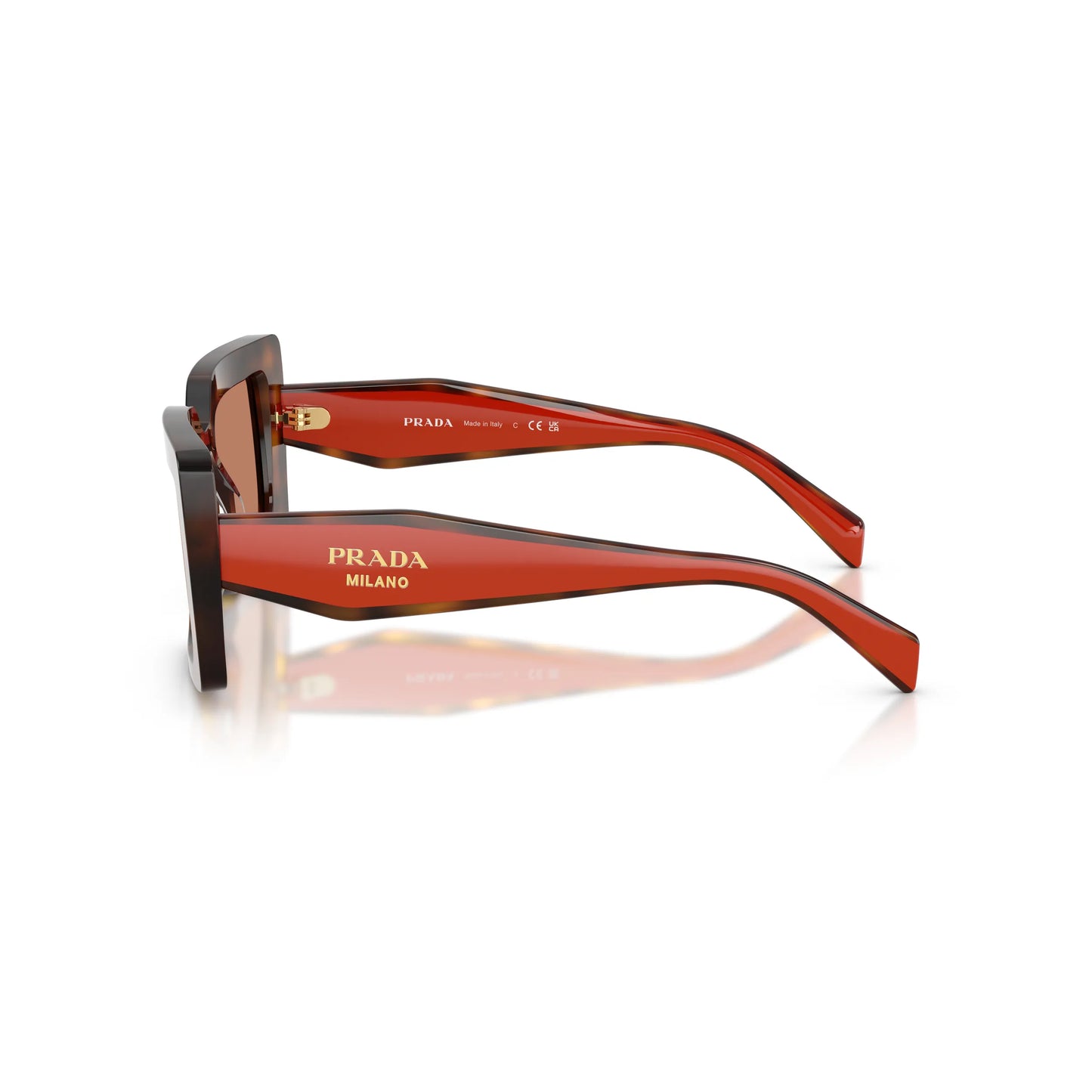 Occhiali da sole Prada PR D01S 01K90Q Juniper Tortoise Cotto Brown rettangolari -dettagli