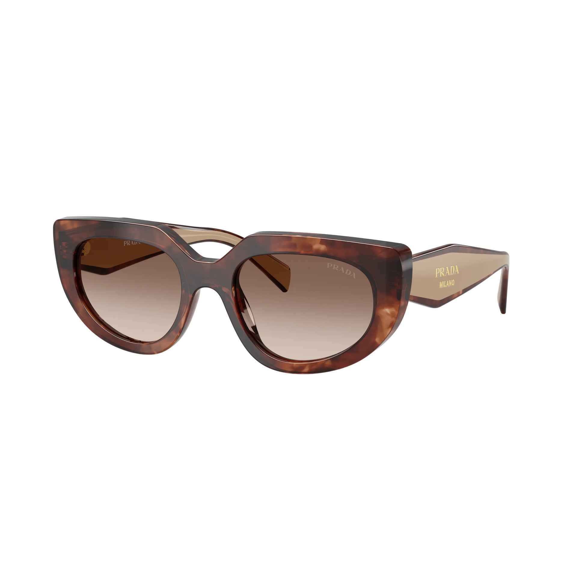 Occhiali da sole Prada PR D02S 00K10S Caramello Tartarugato Brown Gradient ovali -laterale