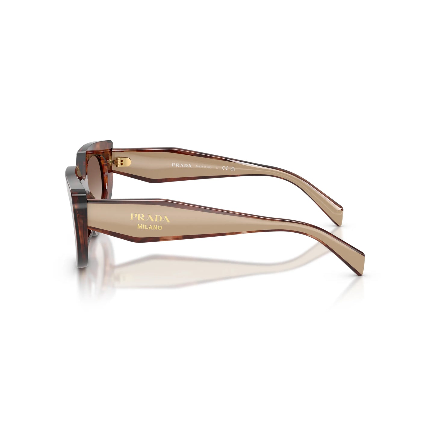 Occhiali da sole Prada PR D02S 00K10S Caramello Tartarugato Brown Gradient ovali -dettagli
