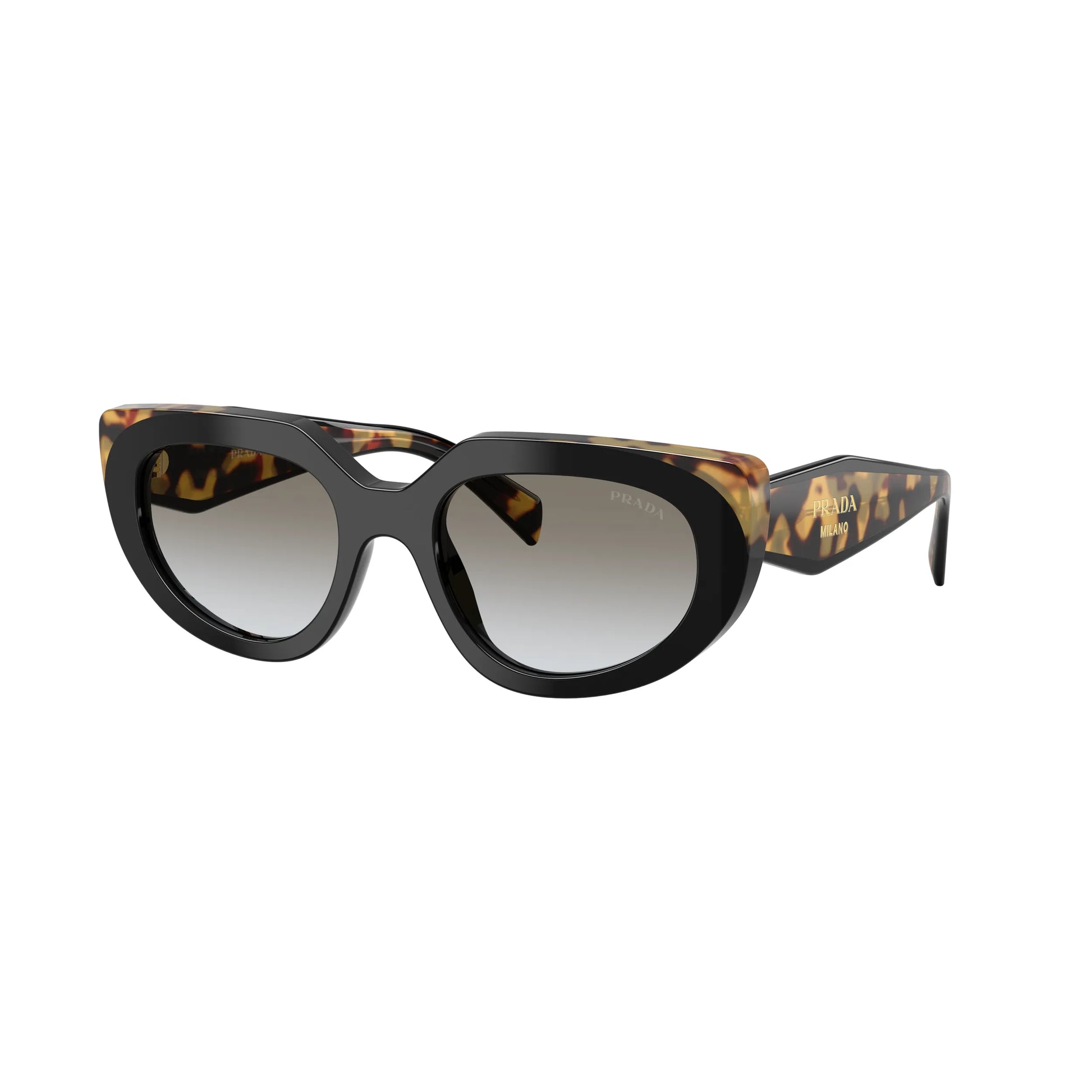Occhiali da sole Prada PR D02S 0CD80L Nero Tartarugato Medio Grey Gradient ovali -laterale