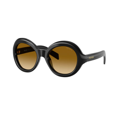 Occhiali da sole Prada PR D08SU 16K10X Black Yellow Brown Gradient rotondi -laterale