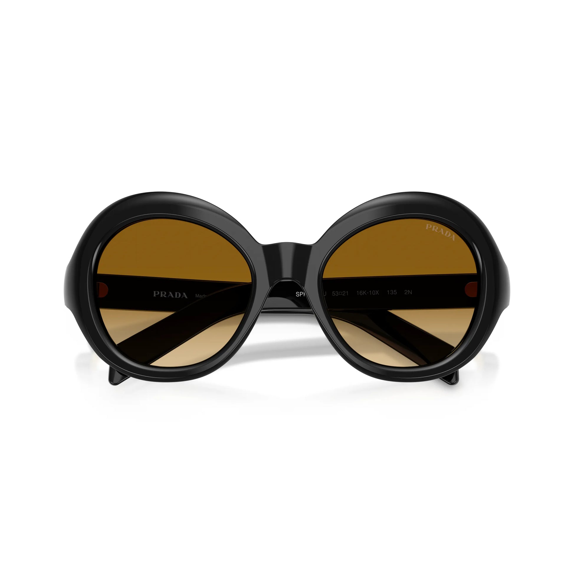 Occhiali da sole Prada PR D08SU 16K10X Black Yellow Brown Gradient rotondi -dettagli2
