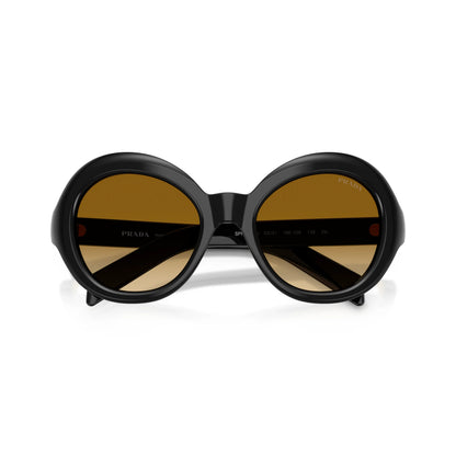 Occhiali da sole Prada PR D08SU 16K10X Black Yellow Brown Gradient rotondi -dettagli2