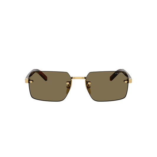 Occhiali da sole Prada PR D55S 5AK90F Gold Brown rettangolari