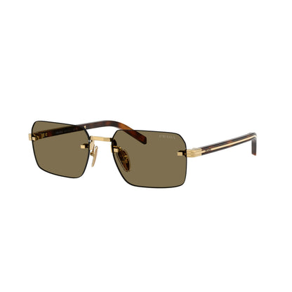 Occhiali da sole Prada PR D55S 5AK90F Gold Brown rettangolari -laterale