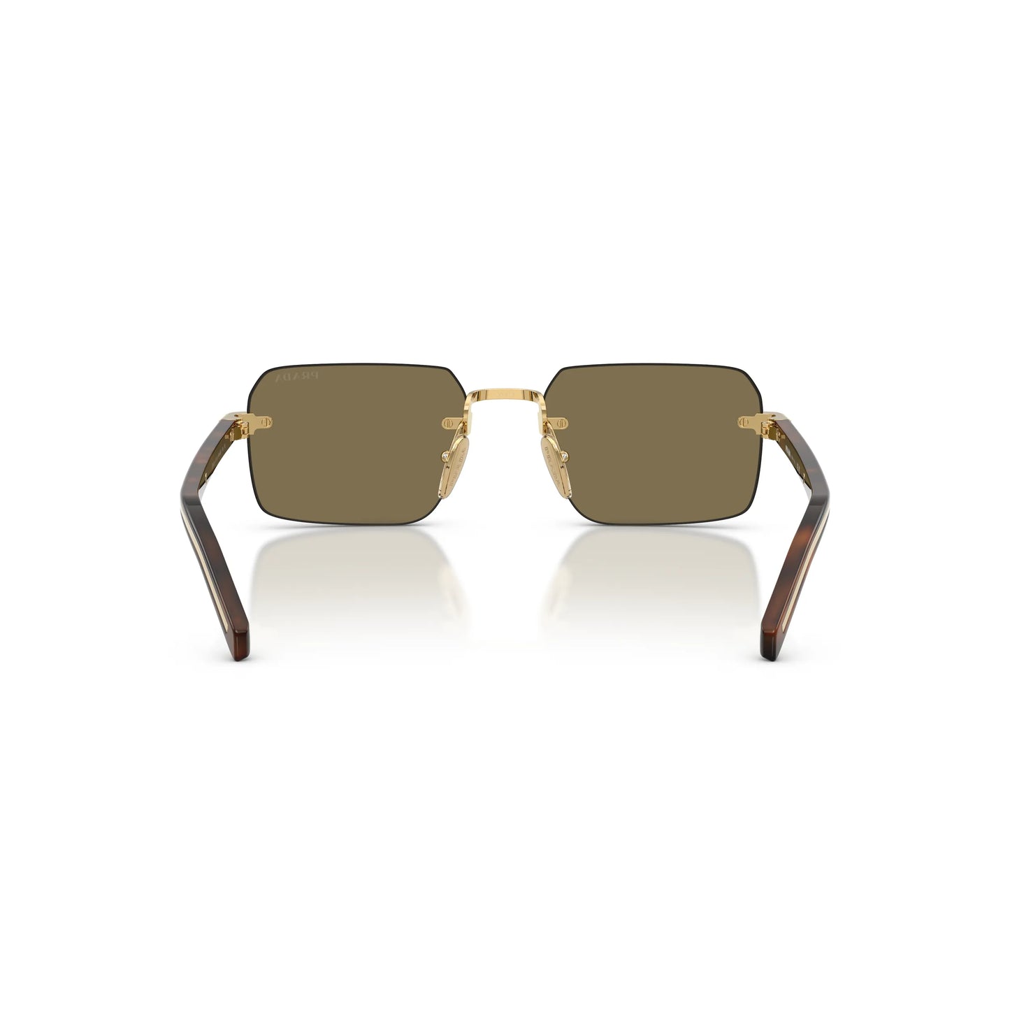 Occhiali da sole Prada PR D55S 5AK90F Gold Brown rettangolari -dettagli1