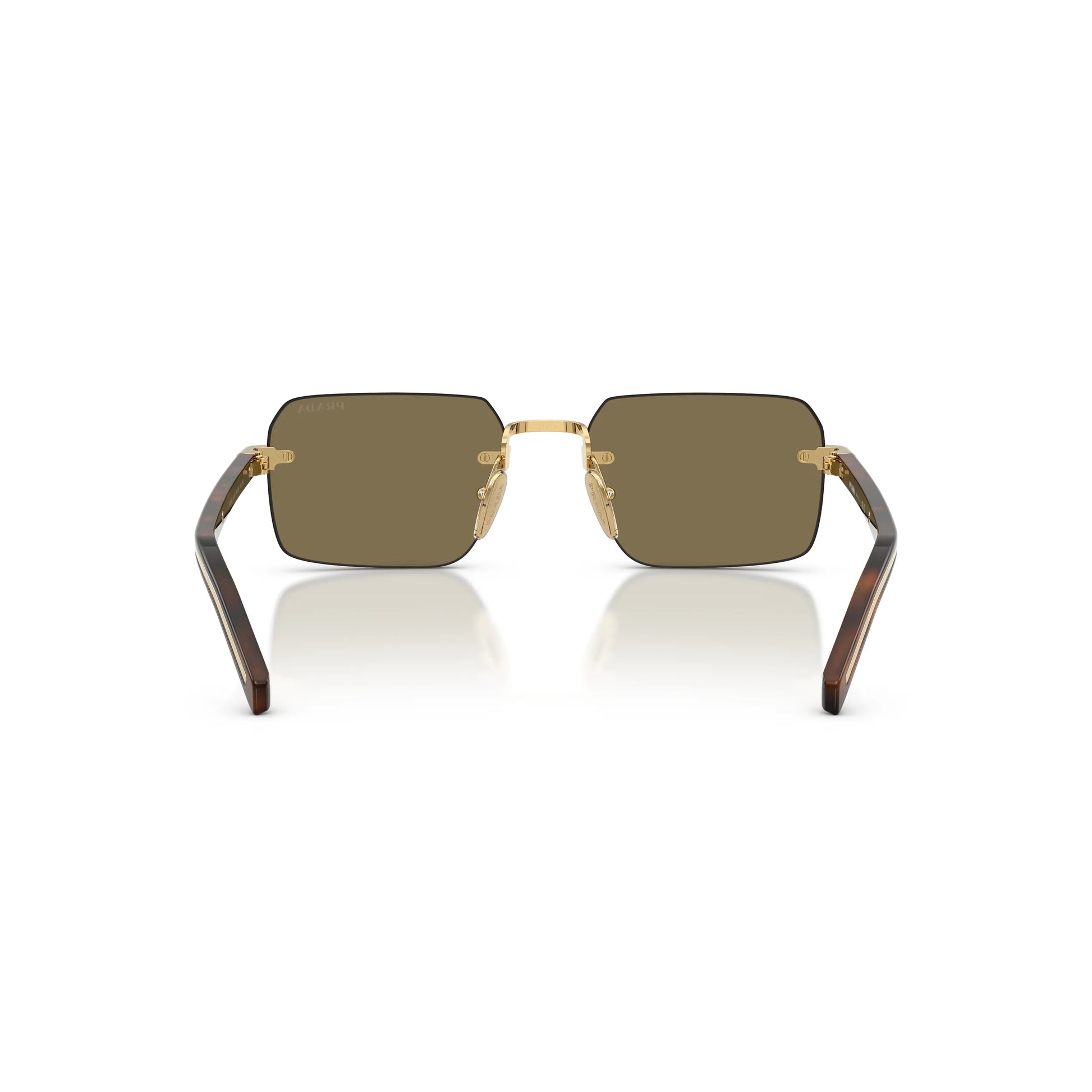 Occhiali da sole Prada PR D55S 5AK90F Gold Brown rettangolari -dettagli1