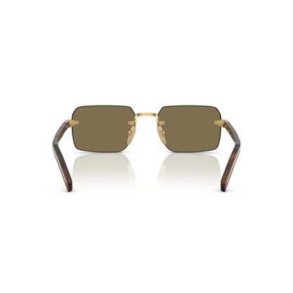 Occhiali da sole Prada PR D55S 5AK90F Gold Brown rettangolari -dettagli1