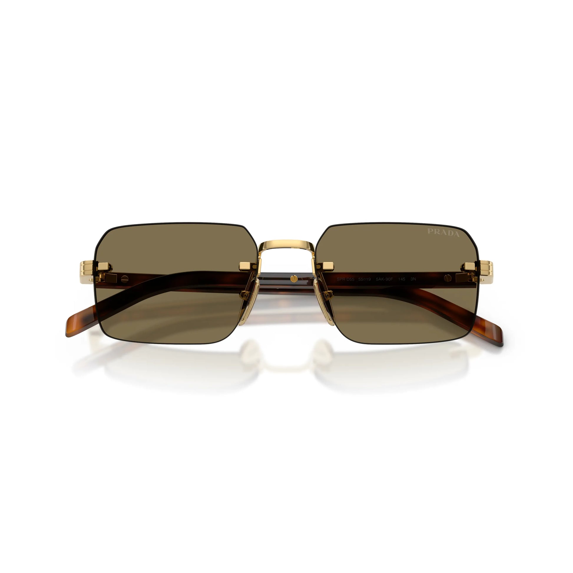 Occhiali da sole Prada PR D55S 5AK90F Gold Brown rettangolari -dettagli2