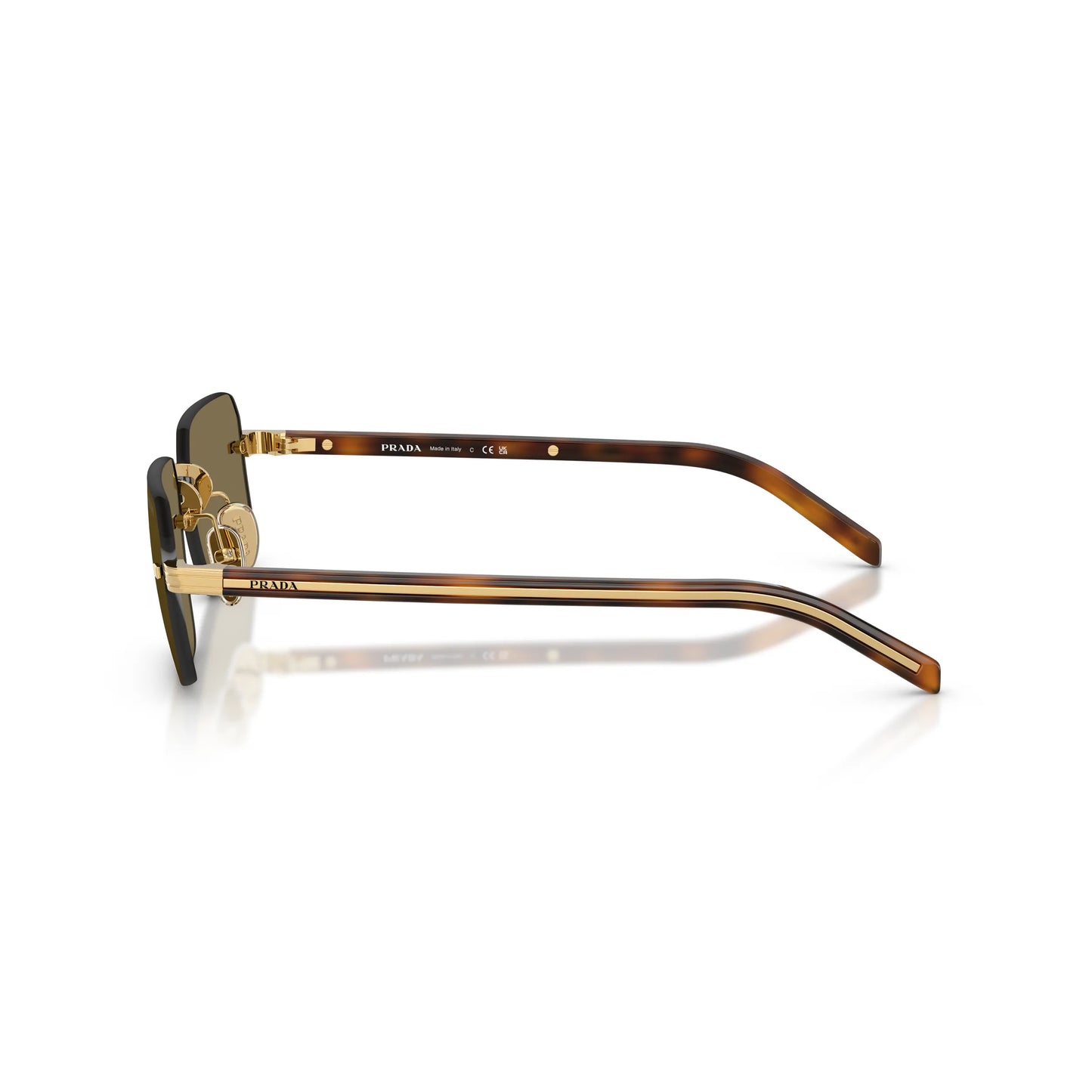 Occhiali da sole Prada PR D55S 5AK90F Gold Brown rettangolari -dettagli