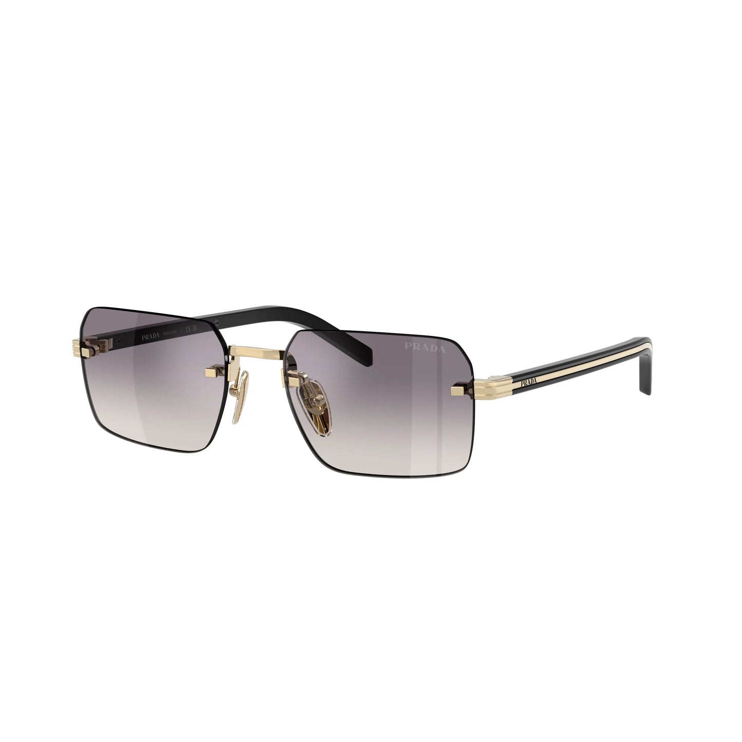 Occhiali da sole Prada PR D55S ZVN60W Oro Pallido Blu Specchiato Argento rettangolari -laterale