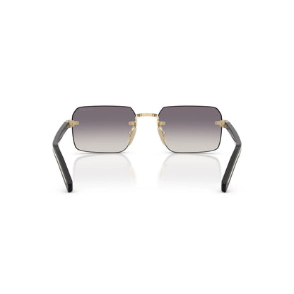 Occhiali da sole Prada PR D55S ZVN60W Oro Pallido Blu Specchiato Argento rettangolari -dettagli1