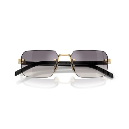 Occhiali da sole Prada PR D55S ZVN60W Oro Pallido Blu Specchiato Argento rettangolari -dettagli2