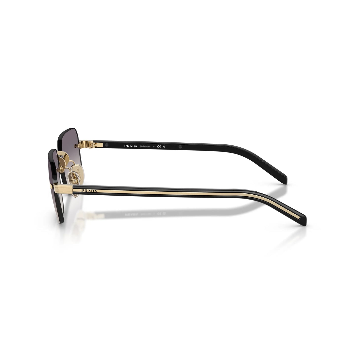 Occhiali da sole Prada PR D55S ZVN60W Oro Pallido Blu Specchiato Argento rettangolari -dettagli