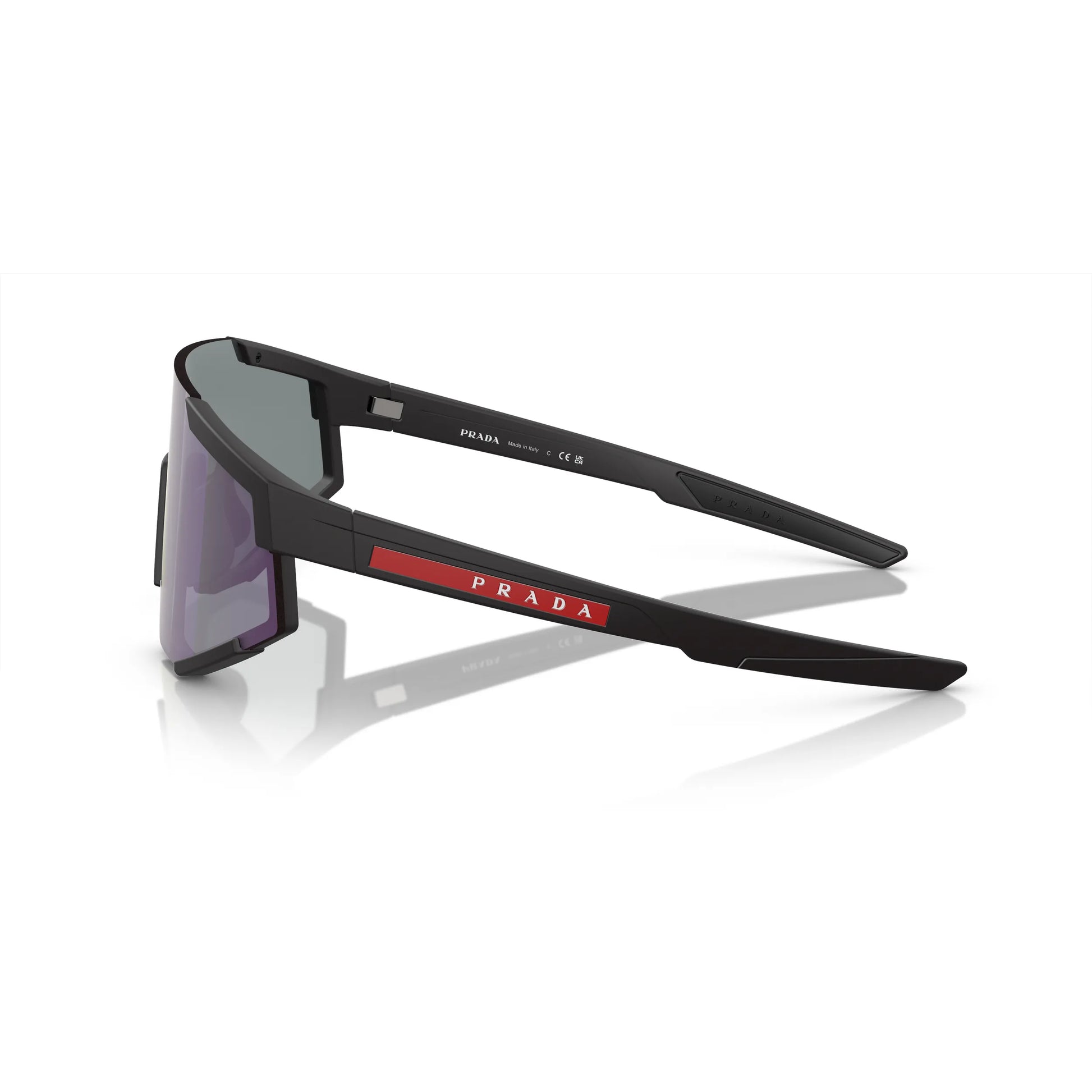 Occhiali da sole Prada Linea Rossa PS 04WS DG070A Black Rubber Blue Mirror -dettagli