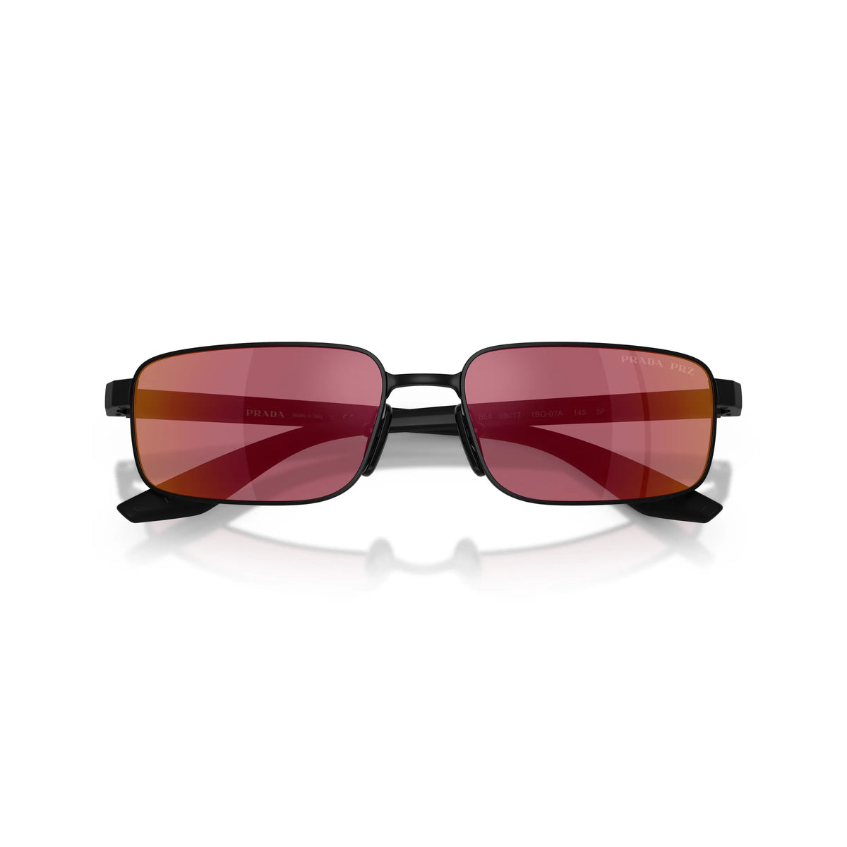 Occhiali da sole Prada Linea Rossa PS B54S 1BO07A Nero Opaco Red Polarized rettangolari -dettagli2