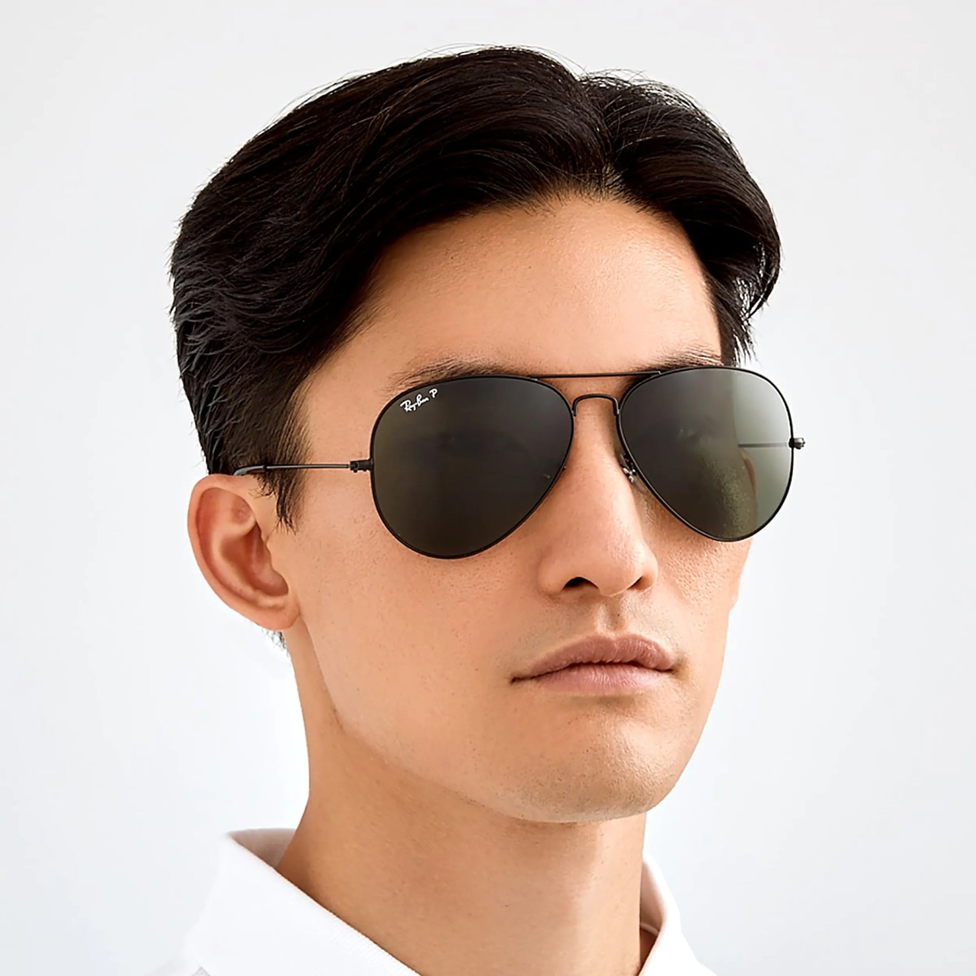 Occhiali da sole Ray-Ban Aviator Large Metal RB3025 002/58 Black Polarized -dettagli5