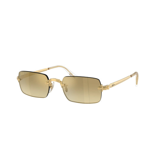 Occhiali da sole Ray-Ban RB3928 001/7I Gold Marrone Sfumato Oro a Specchio rettangolari -laterale