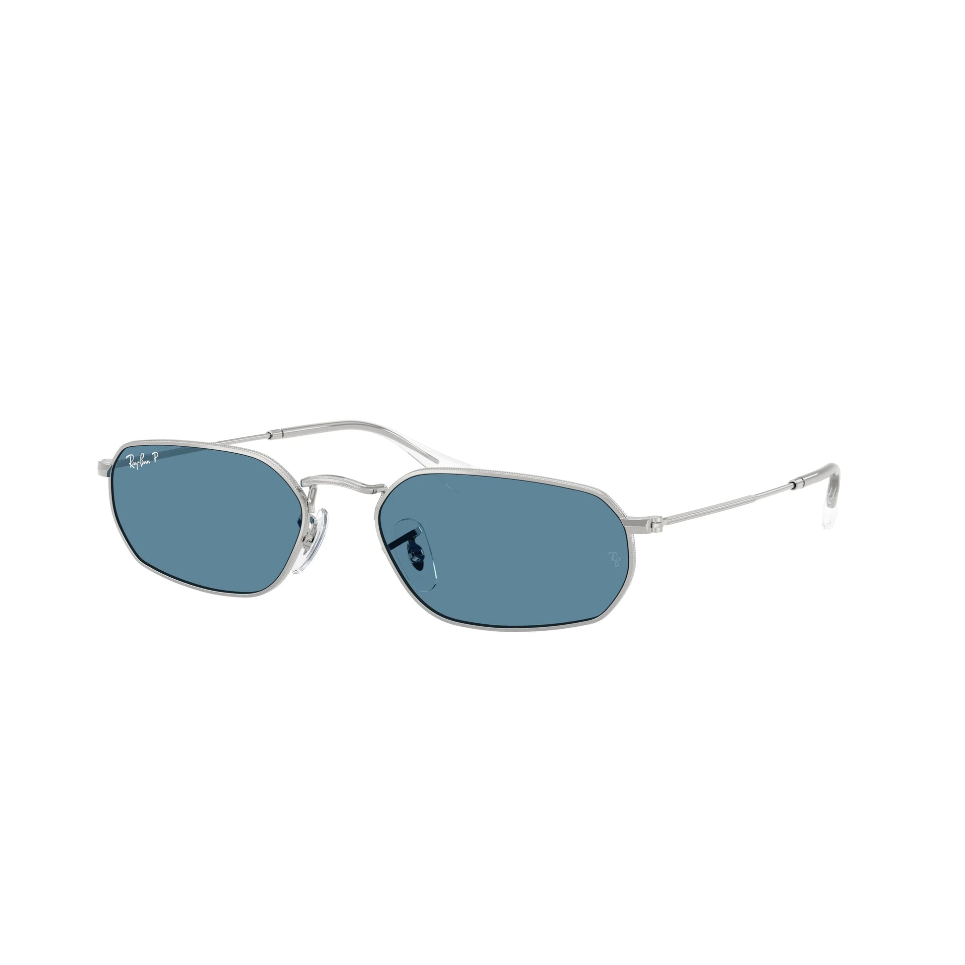 Occhiali da sole Ray-Ban RB3947 003/S2 Silver Blue Polarized geometrici -laterale