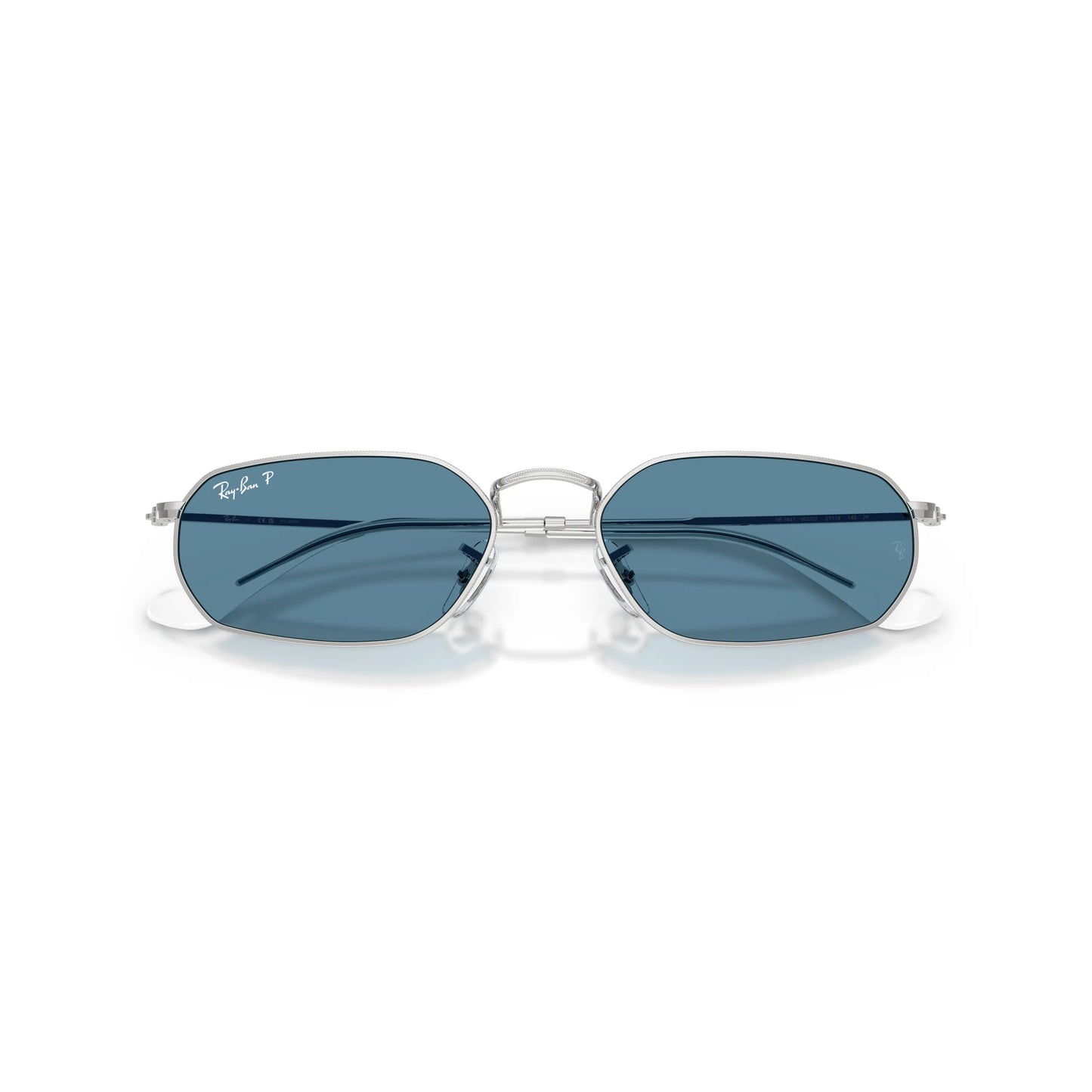 Occhiali da sole Ray-Ban RB3947 003/S2 Silver Blue Polarized geometrici -dettagli2