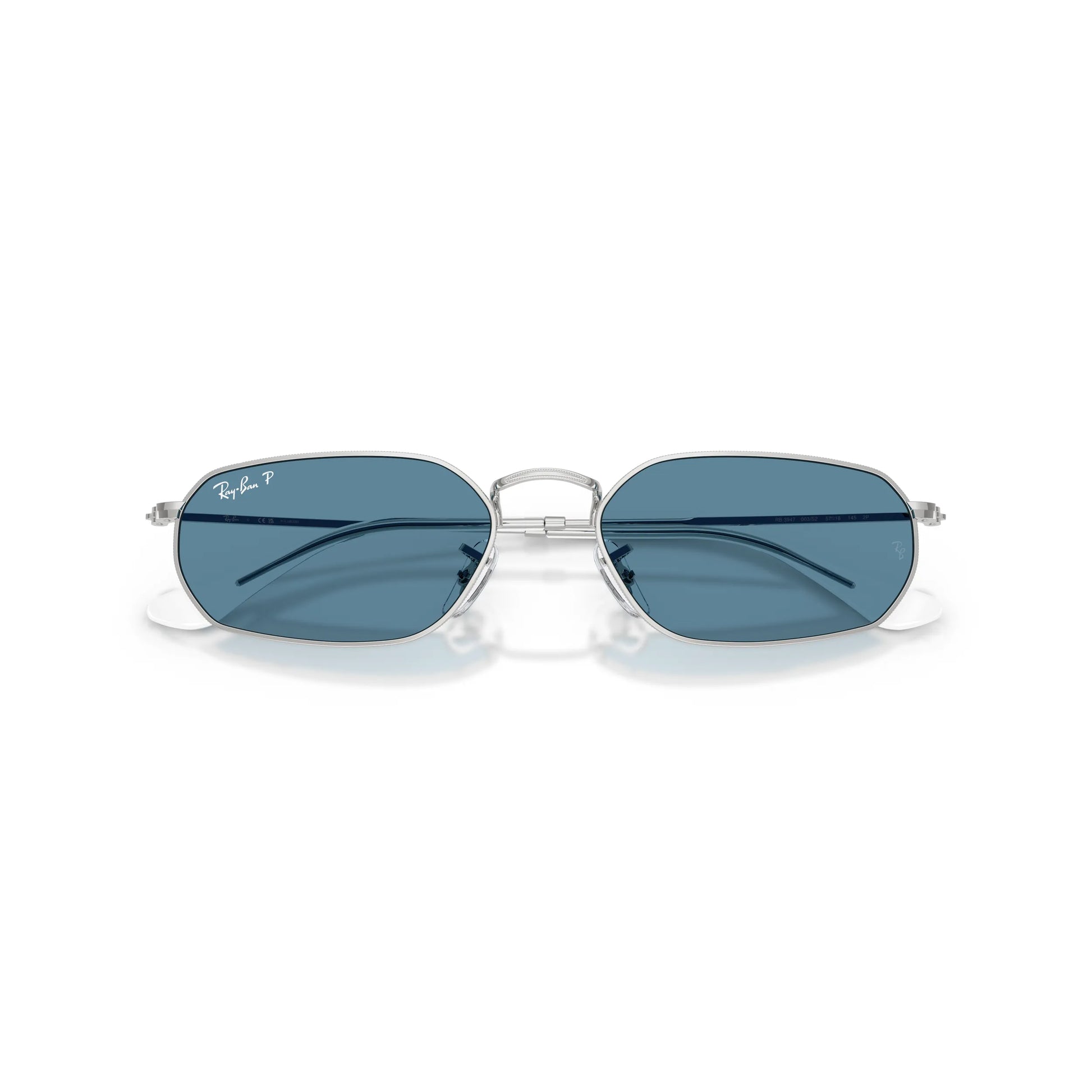Occhiali da sole Ray-Ban RB3947 003/S2 Silver Blue Polarized geometrici -dettagli2