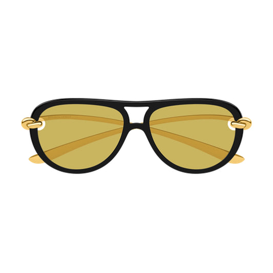 Occhiali da sole Bottega Veneta BV1418S-001 Nero/ giallo aviator