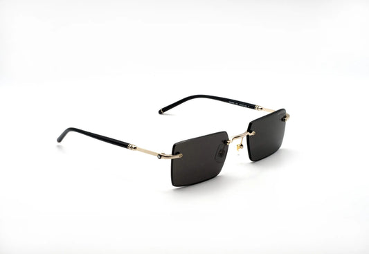 Occhiali da sole Montblanc MB0482S-001 Black Gold Grey rettangolari -laterale