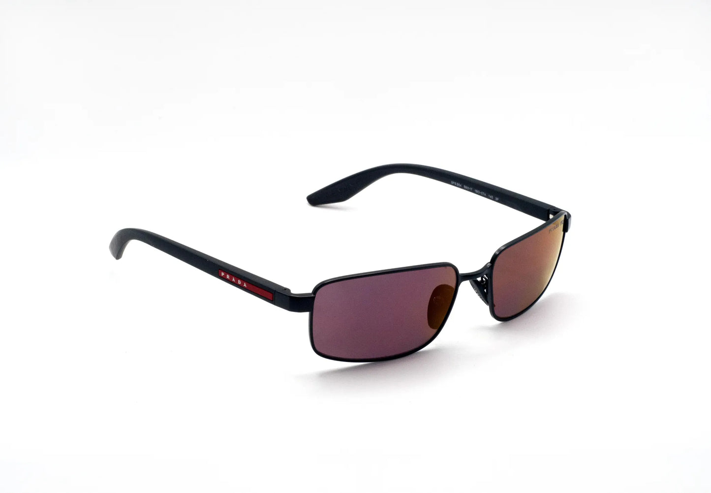 Occhiali da sole Prada Linea Rossa PS B54S 1BO07A Nero Opaco Red Polarized rettangolari