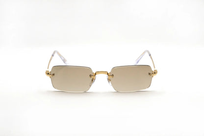 Occhiali da sole Ray-Ban RB3928 001/7I Gold Marrone Sfumato Oro a Specchio rettangolari