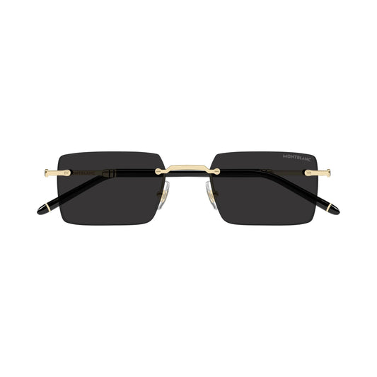 Occhiali da sole Montblanc MB0482S-001 Black Gold Grey rettangolari