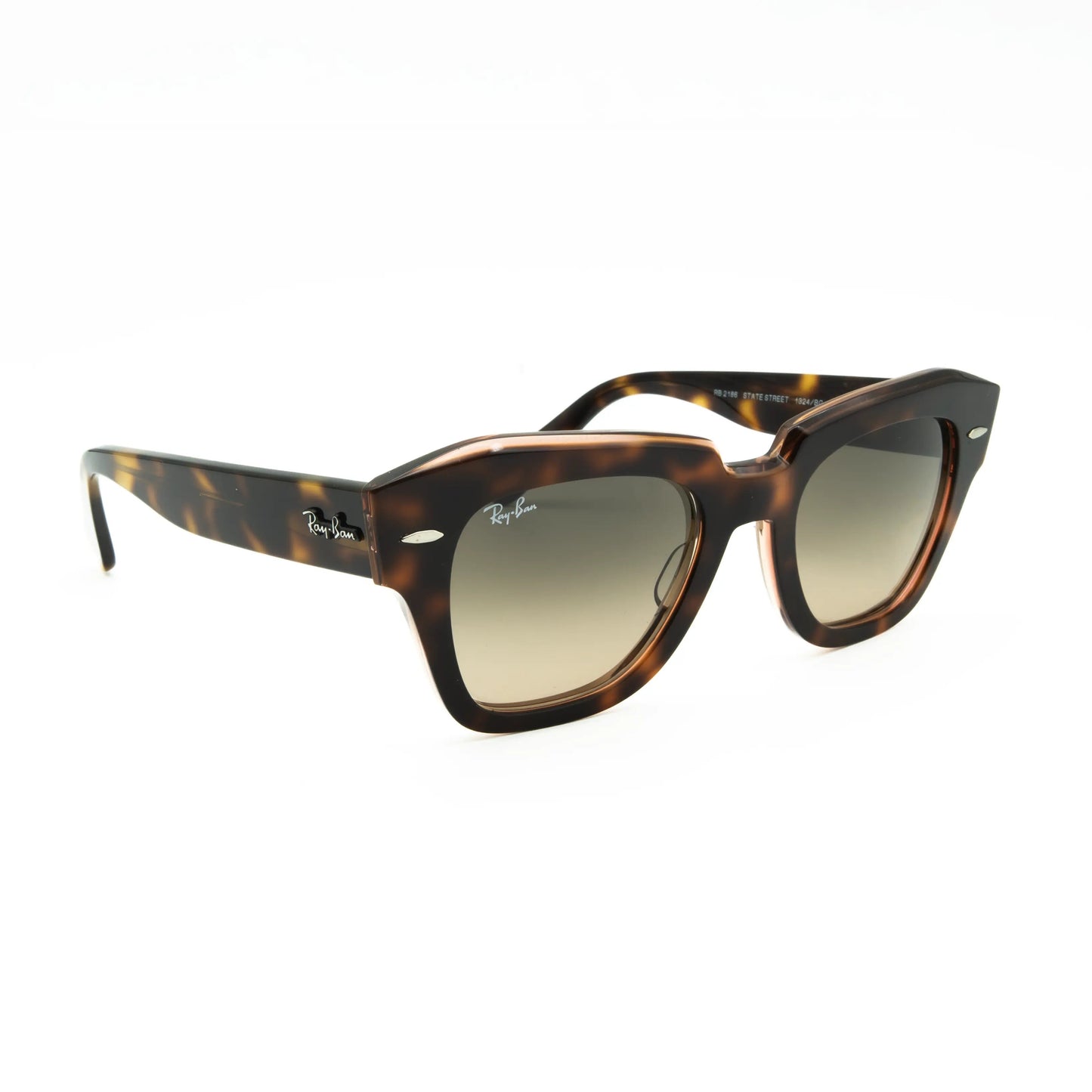 Occhiale da sole Ray-Ban State street RB2186 1324BG Havana su rosa trasparente-laterale